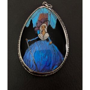 Vintage Art Deco "Crinoline Lady" Butterfly Wing Pendant